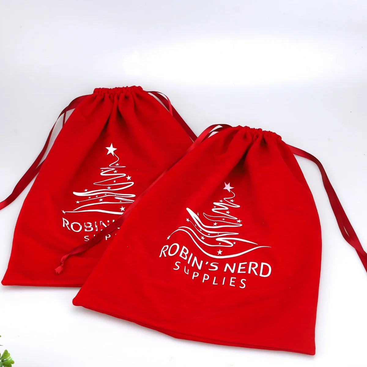 Wholesale Luxury Large Velvet Dust Weeding Gift Packaging Drawstring Bag Red Velvet Clothes Shoe Pouch