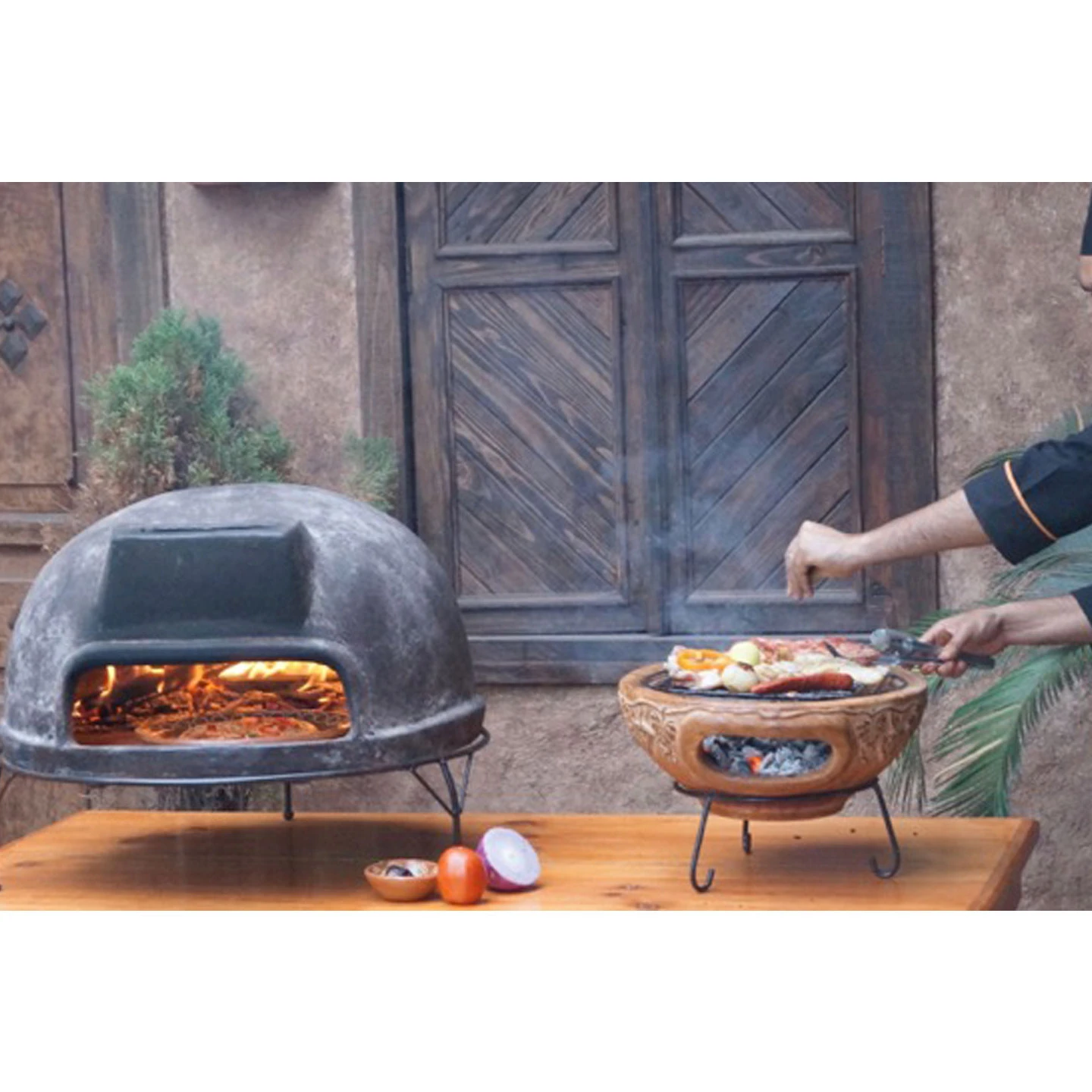 Wonderful Mexican style wood fired clay bbq pizza oven grill