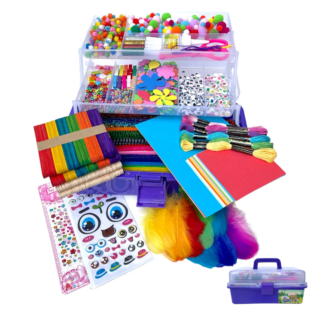 CE Certificate 1500+ Pcs Extra Large Art and Craft Supplies All In One Crafting Kit DIY Kids Crafts  for Handmade Projects