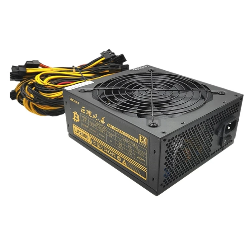 Блок питания 1800 Вт 2000 2400 2600 ATX PSU для Rx470 Rx580 Rx570