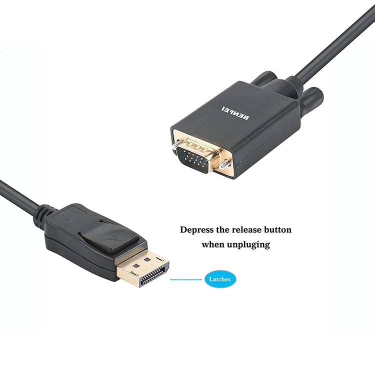 Display port to vga cable DP DisplayPort to VGA 6 Feet Cable Male to Male Gold-Plated Cord Compatible for computer connecters