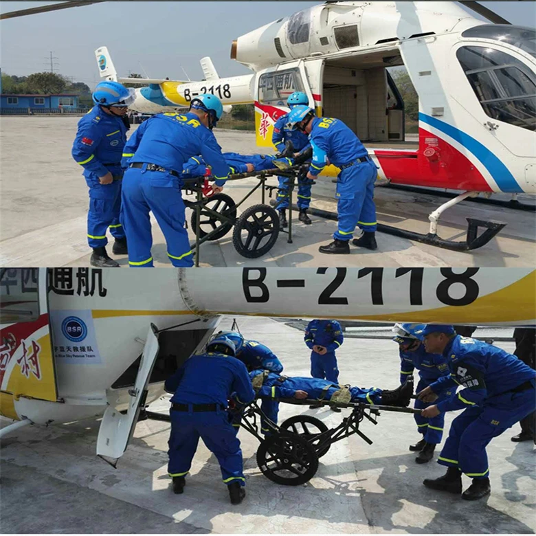 Ukraine Russia first aid applicable assist disabled patients transfer stretcher filed car with stable cushioned wheels