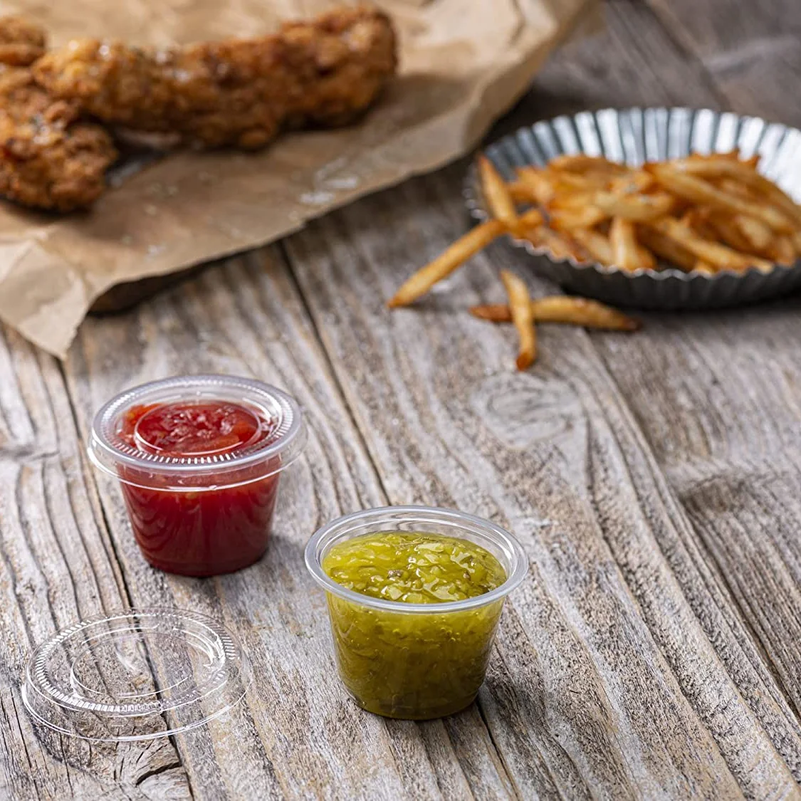 Disposal Plastic Soufle Cup Restaurant Takeout 2oz Sauce Portion Cups with lid PET Souffle Condiment Tasse Cups