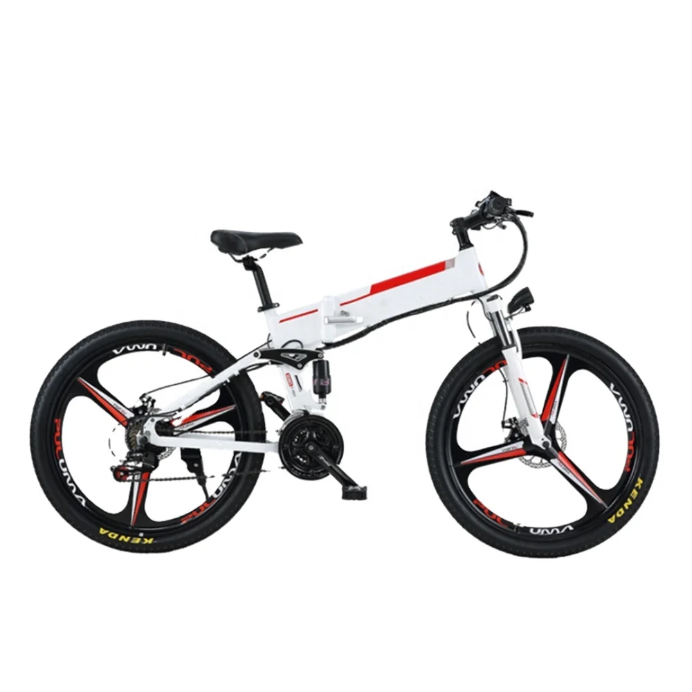 48V 10.4Ah China Battery Magnesium Wheel 350W Folding Electric Mountain Bike With Full Suspension