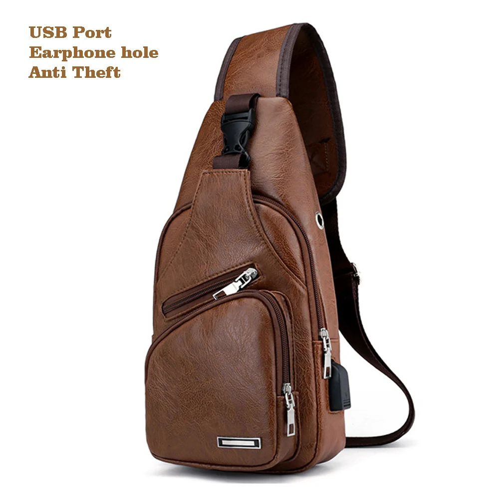 
Hot Men Handbags Casual PU Leather Bag Vertical Briefcase Shoulder Messenger Bags usb charger port earphone hole 