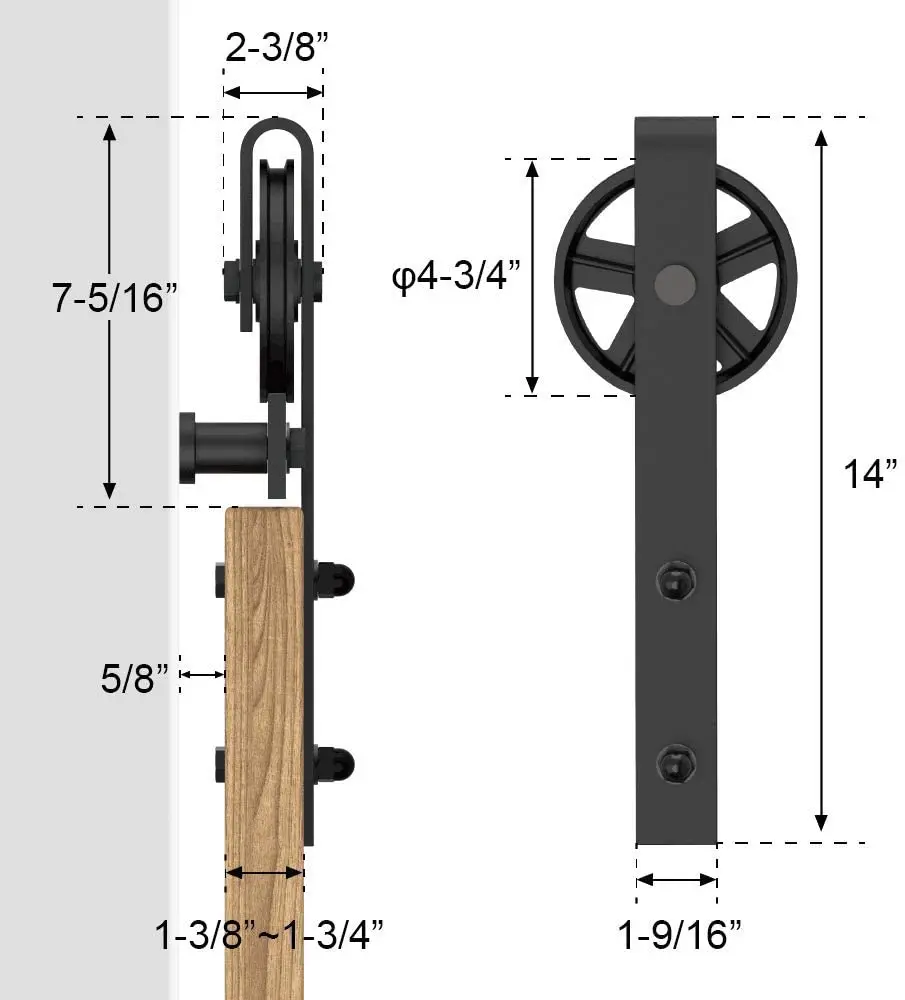 big roller Carbon steel modern interior wood sliding barn door rollers double door hardware