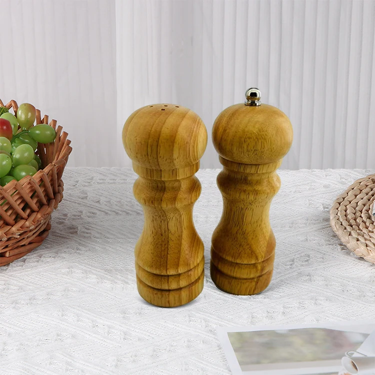 Wholesale Natural Color Wood manual pepper grinder Cooking Tools Salt and Pepper Mill set for Kitchen