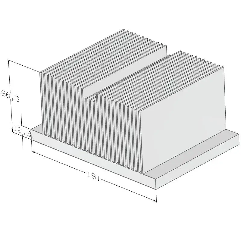 Aluminum 6063 T5 heat sink  Hihg cooling fin heat sink radiator 181(W)*86(H)mm