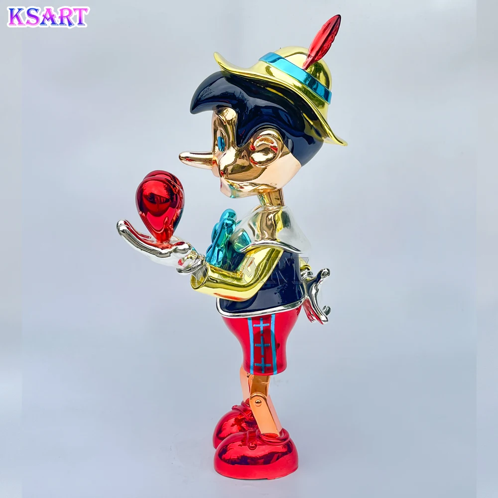 Pinocchio Sculpture Life-size Japanese anime cartoon high quality chrome plated character resin FRP puppet statue