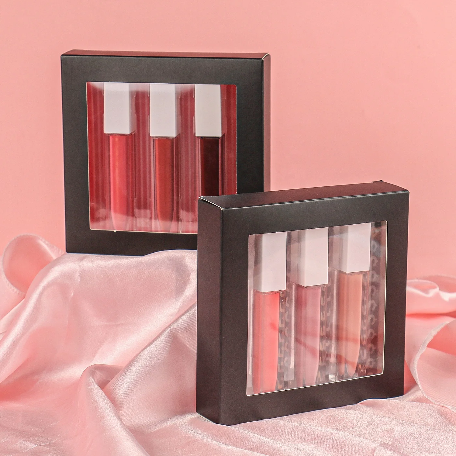 Low MOQ Customized Cosmetics Packaging Luxury Lip Gloss Boxes Matte Lipstick Kit Private Logo Lipgloss Gift Set