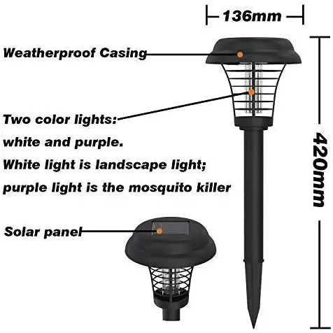 Mosquito Lights Inset Pest Killer Lamp Bug Zapper Solar LED Light attractive For Home Garage Outdoor