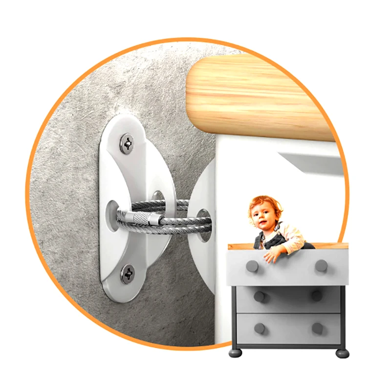 child safety furniture tip-overs Anchors,Furniture Straps Anti Tip Furniture Anchor Securing Baby Pet Safety from Falling Furnit