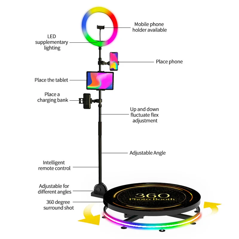 Selfie 360 Spinner Platform Party Supply Photobooth Vending Machine Automatic Rotating Camera Video Cabina 360 Photo Booth
