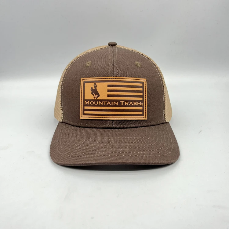 Custom Trucker Mesh Cap With Leather Pather