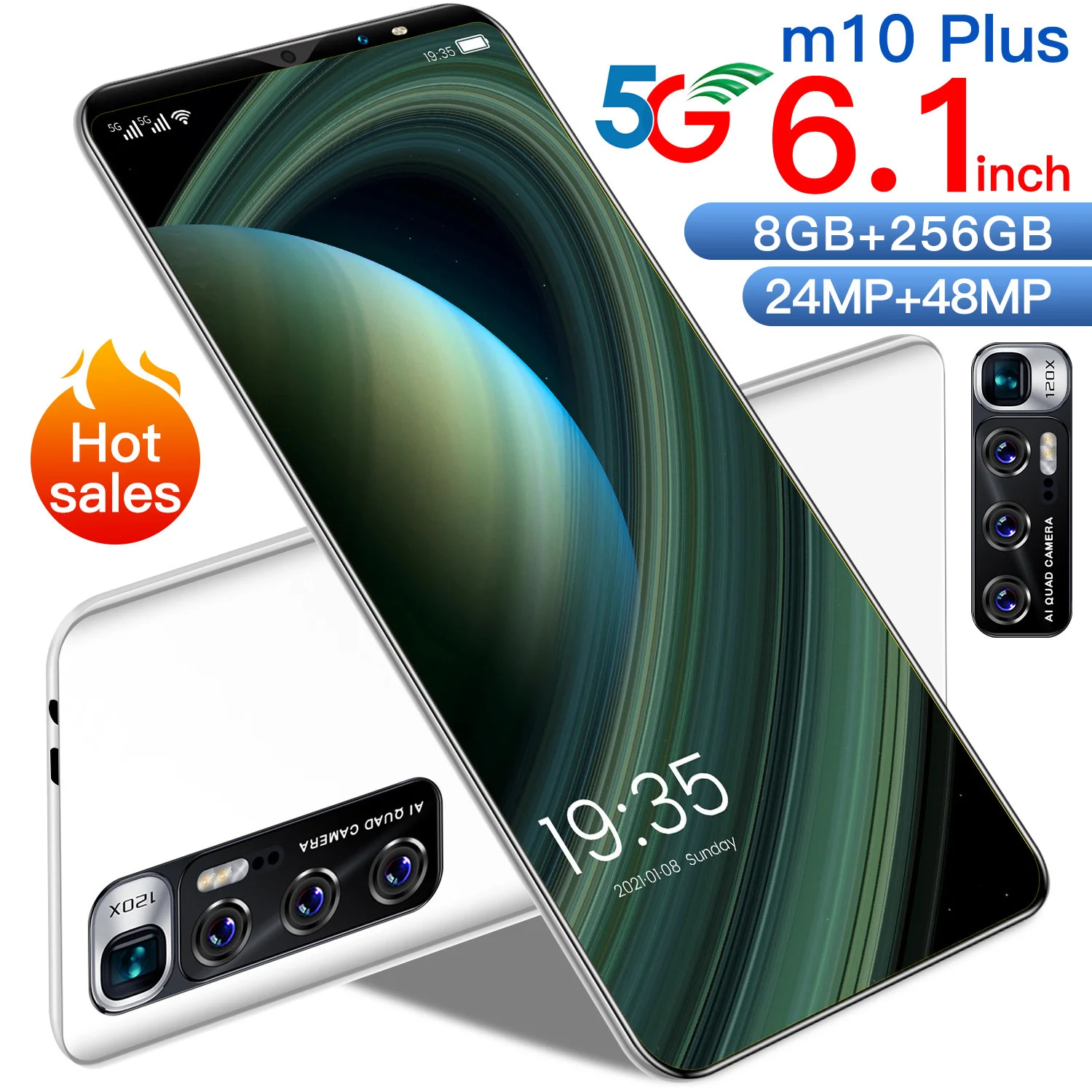 m10 plus wholesale hot selling smartphone full screen 6.1 inch 6+128GB android 10 mobile phones face recognition gaming phone