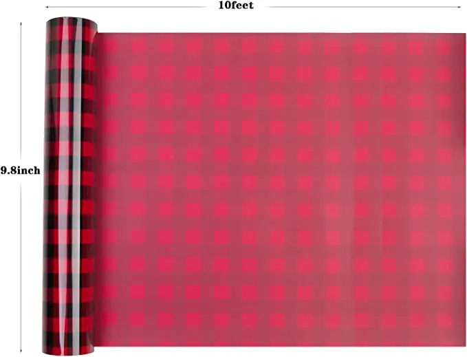 Buffalo Plaid Mixed Colors T-shirt PU Material Strong Sticky Textile HTV Iron Camouflage Vinyl Rolls Heat Transfer Vinyl