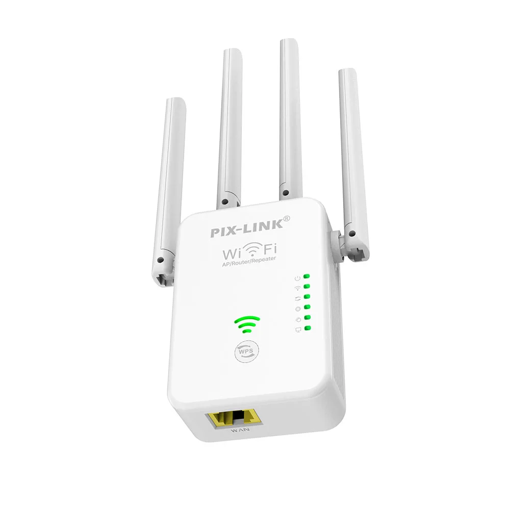 PIX-LINK Factory Supply Cheap WR49S4Q WiFi Repeater 300Mbps Wireless Extender Wifi Repeater Booster with 4 antennas
