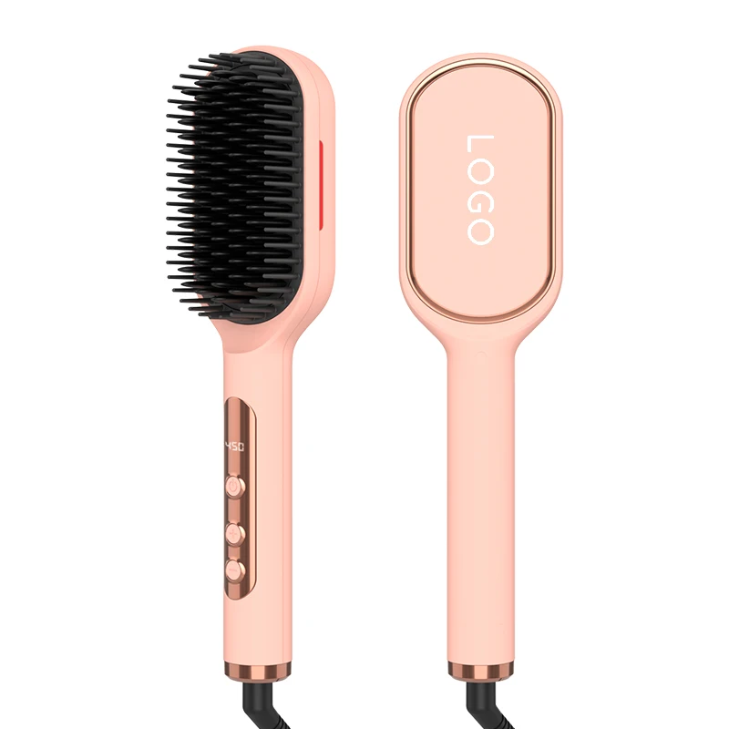Home Use Custom Factory Electric Styling Tools Infrared Ionic Hair Straightening Hot Comb 2 in 1 Hair Straightener Brush
