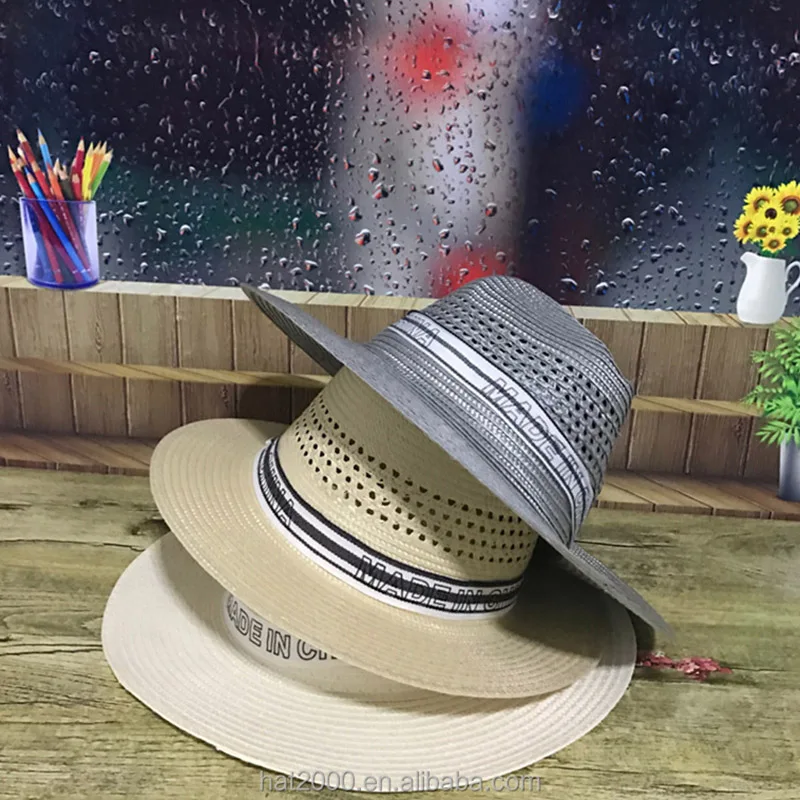 Custom fashion summer floppy foldable gambler hat unisex white straw fedora hat
