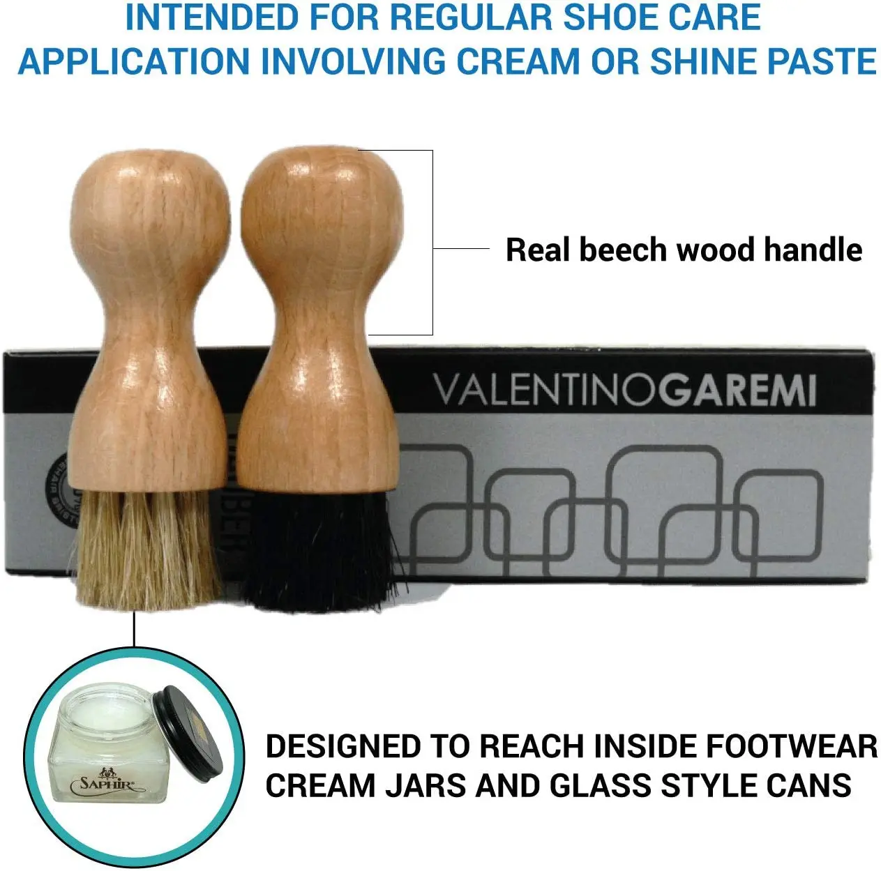 EKEM Portable Dauber Leather Footwear Polish Cream Paste Brush Horse Hair Shoe Shine Applicator Brush for Cleaning