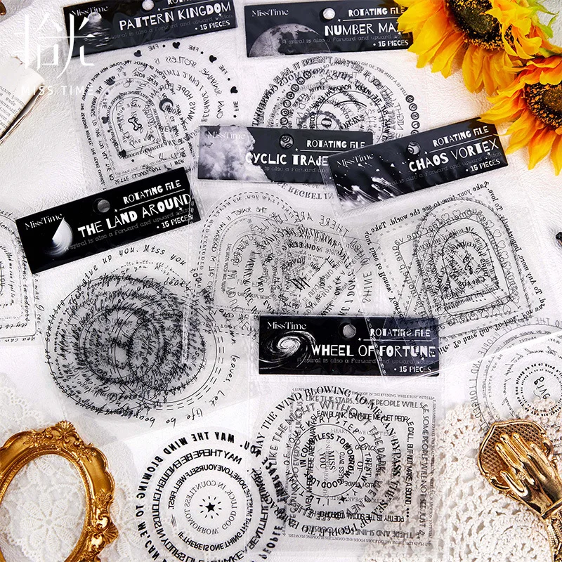 15 PET sticker packs per pack Rotating file series 6 choices of basic shape material decorative stickers