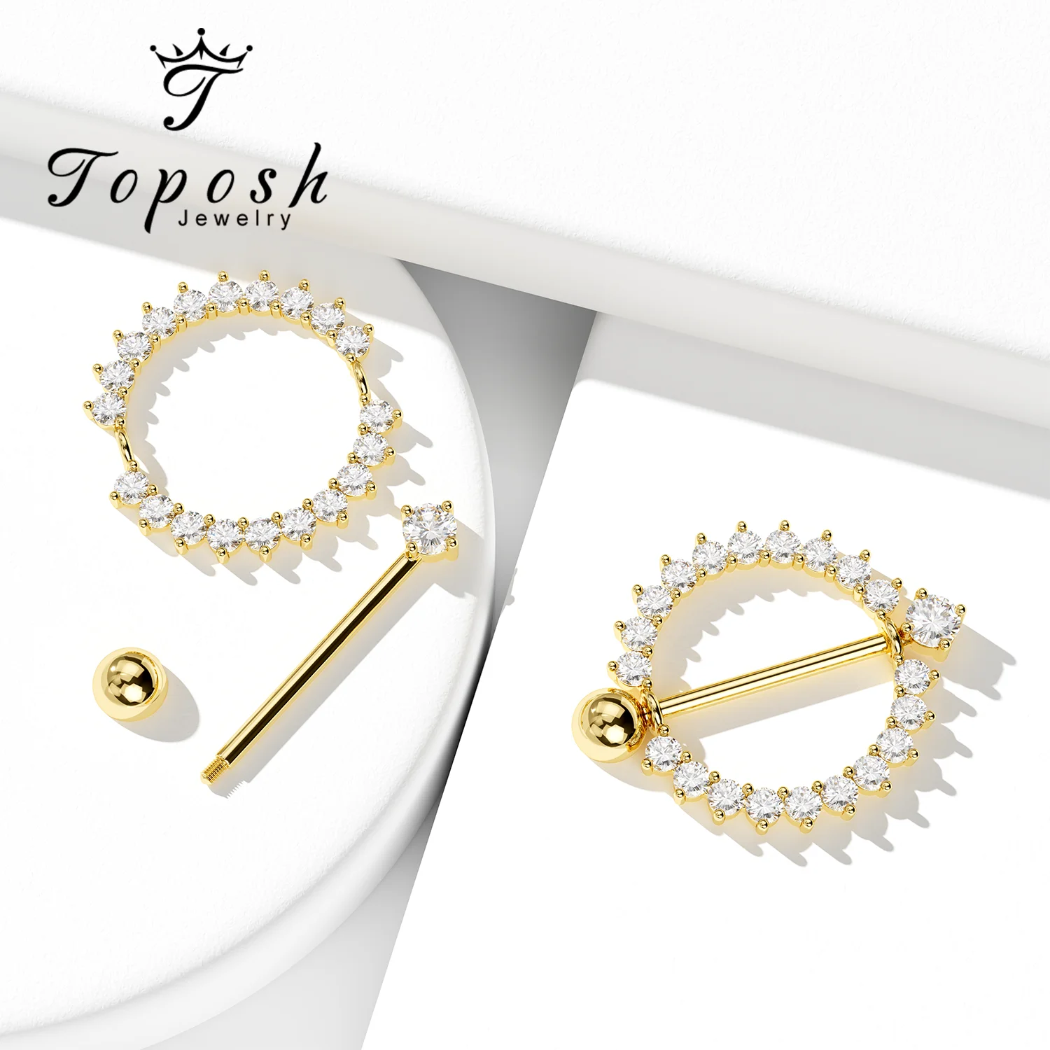 316L Stainless F136 Titanium Nipple Bar With Marquise Zircon Piercing Jewelry Nipple Barbell Nipple Ring Piercing Body Jewelry