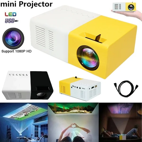 
2021 new drop shipping J9 LED Portable Pocket Mini Projector Home Media Movie Player Support 1080P HDMI-compatible/USB/AV/CVBS 