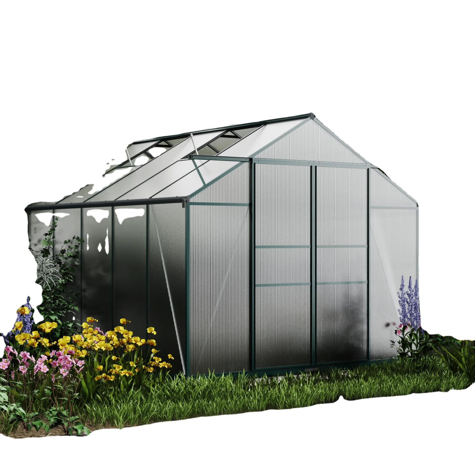Manufacturer Sale Commercial Aluminium Alloy Modern Outdoor Modular Green House Kit Pc Sheet Small Polycarbonate Greenhouse