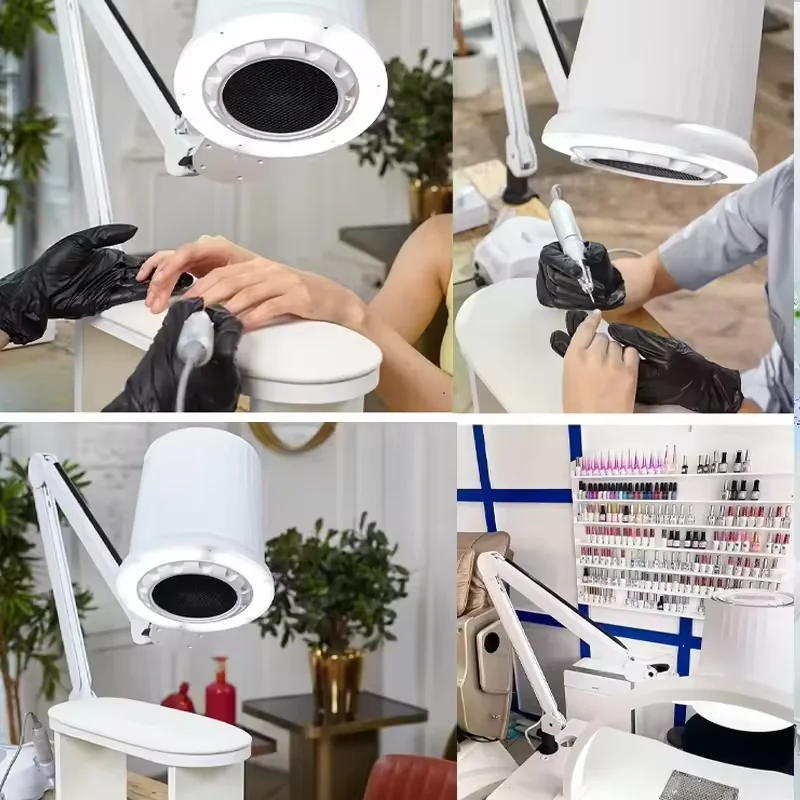 OEM Wholesale Two-in-one Lamp Nail Dust Collector For Nail Salon Strong Micromotor with Wheels Stand Manicure