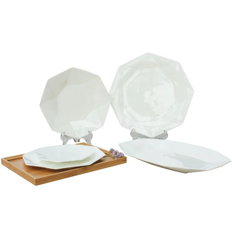 custom made octagon fine china royal white crockery porcelain ceramic tableware dinnerware sets