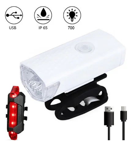 
Bicycle Cycling Light, 300 Lumens Rechargeable White Black Bike Led Lights for Bicycle Handlebar 