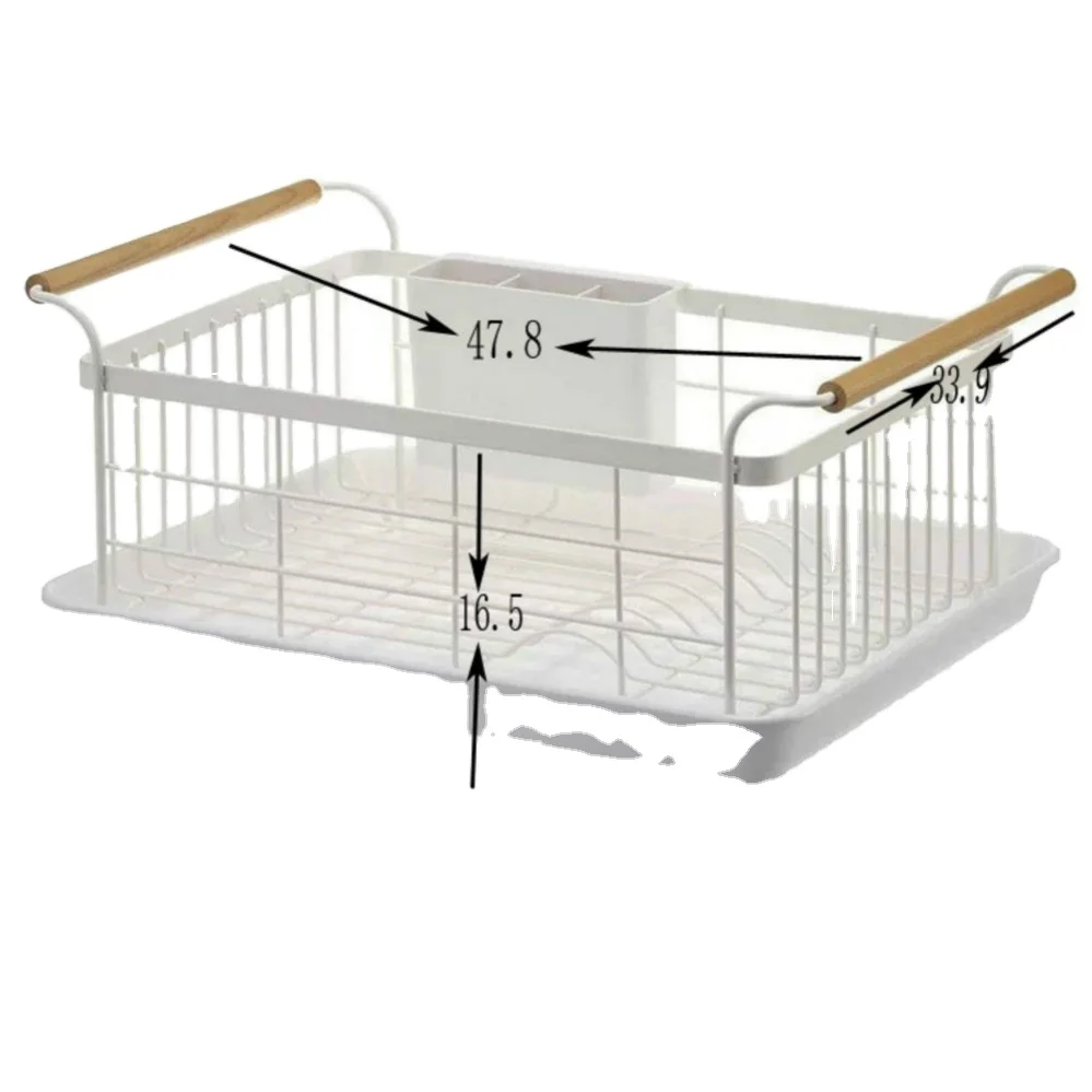 Stainless Steel kitchen plate storage dish drying rack with plastic salver