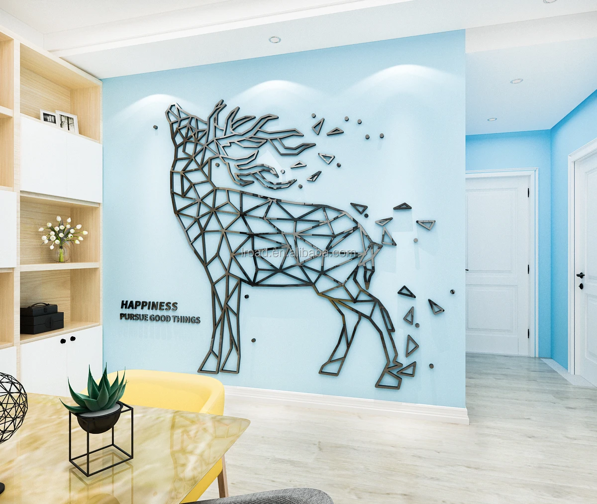 Abstract line animal 3D acrylic wall art  stickers bedroom study living room house decoration interior wall stickers