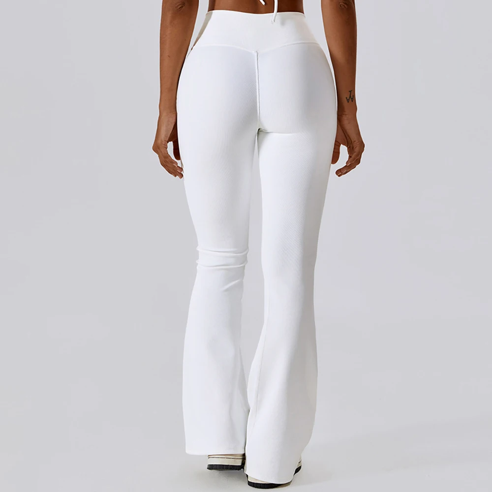 Custom Workout Gym Fitness Sets Flared Yoga Leggings Women Gym Wear V Waisted Shape Butt Lifting Wide Leg Yoga Pant