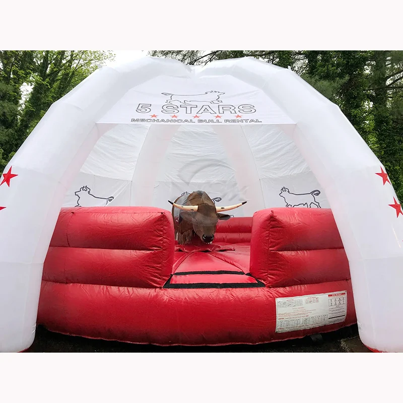 Party Rentals Inflatable Mechanical Electric Rodeo Bull With Roof Carnival Riding Game