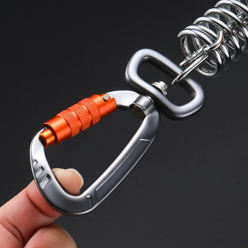JRSGS Good 4KN Black Auto Locking Aluminum Swivel Carabiner Snap Hook For Dog Leash 7801D2TN