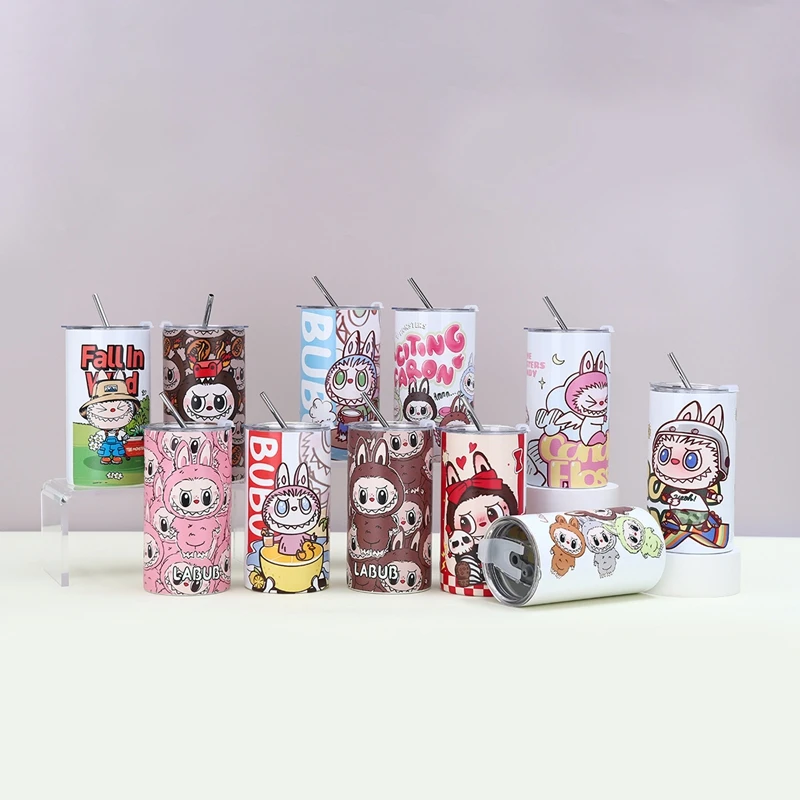 DL5 Kawaii Labubu 20 унций Изолированная чашка для воды Милая мультяшная 3D льда из нержавеющей стали портативная бутылка