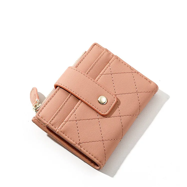 Pink small minimalist short women fashionable card holder mini wallets for teenage girl ladies