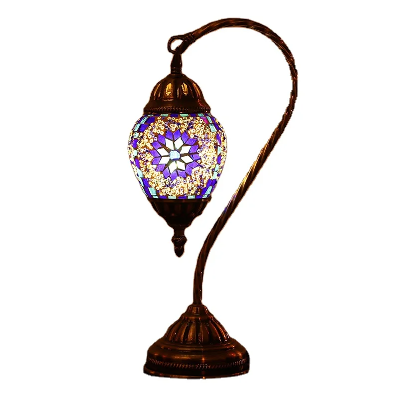 Turkish Lamp Stained Glass Art Mosaic Lamp Retro Hotel Table Arabic Night Lights