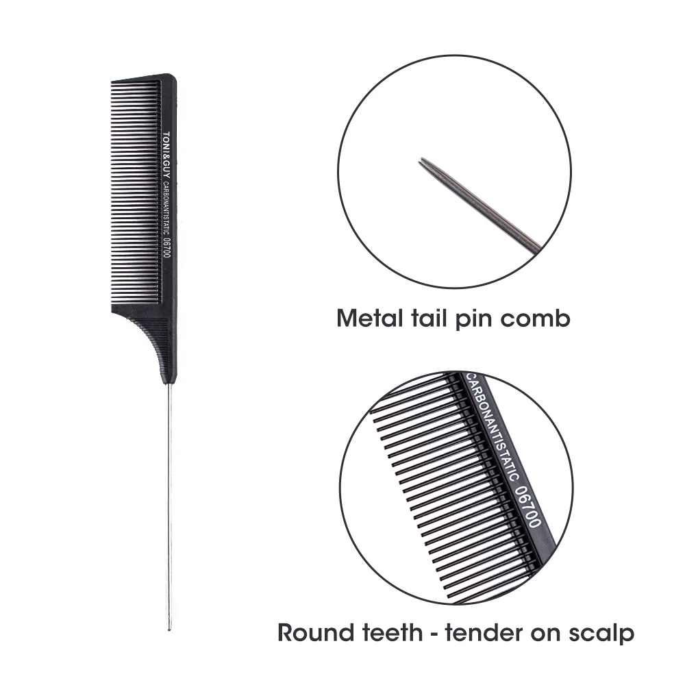 Wholesale TONI&GUY Stainless Steel Cutting Comb Professional Antistatic Parting Long Pin Tail Comb with Logo for Hair Braids