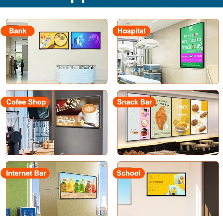 Hanging Wall Mounted Hd Screen Lcd Advertising Display Electronic Digital Menu Board For Restaurant/cafe Shop