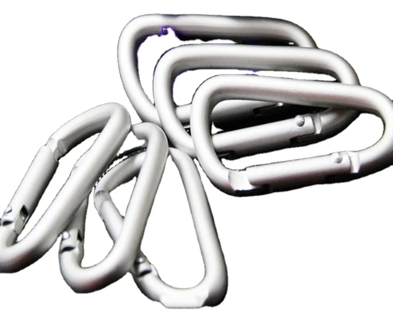 HXY 58*30*5.2MM Custom Cheap 6# D Shape Mini Carabiner Keychain Aluminum Carabiner Hook For Camping, Hiking, Keychain, Fishing