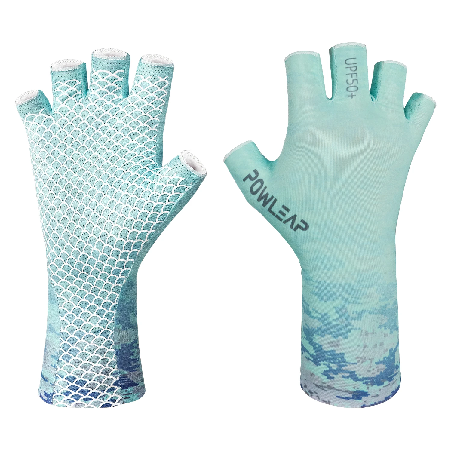 Factory Custom Design Logo Best Fingerless Fly Fishing Gloves UV Sun Upf 50+ Spf 50+ Camo Fishing Gloves for Men Women