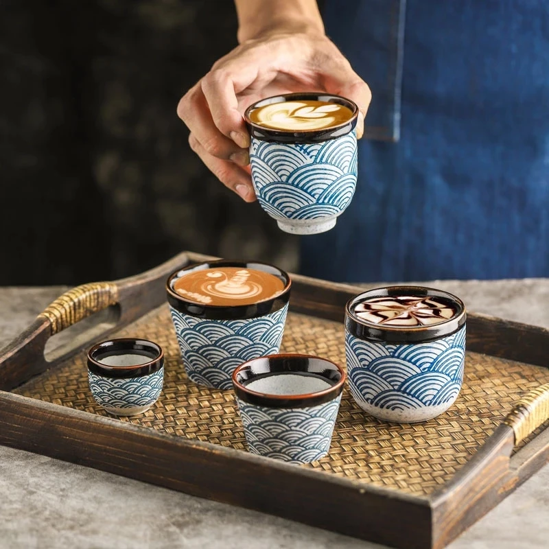 High Quality Customized Porcelain Sake Cup Cappuccino Tea Cup Japanese Ceramic Coffee Mug Without Handle