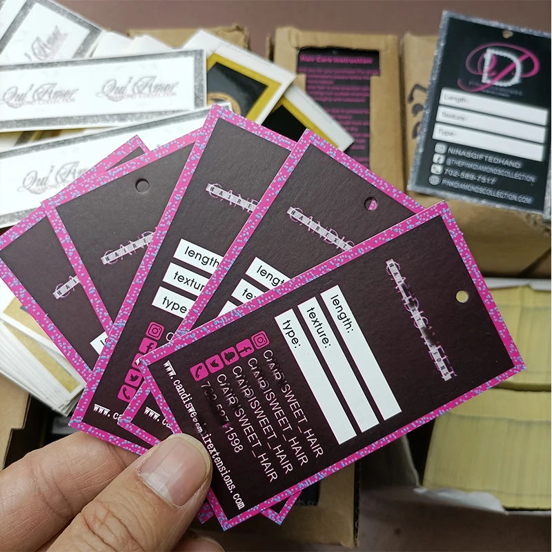 wholesale custom luxury hair bundle tag with string gift tags bundle wraps for hair extension