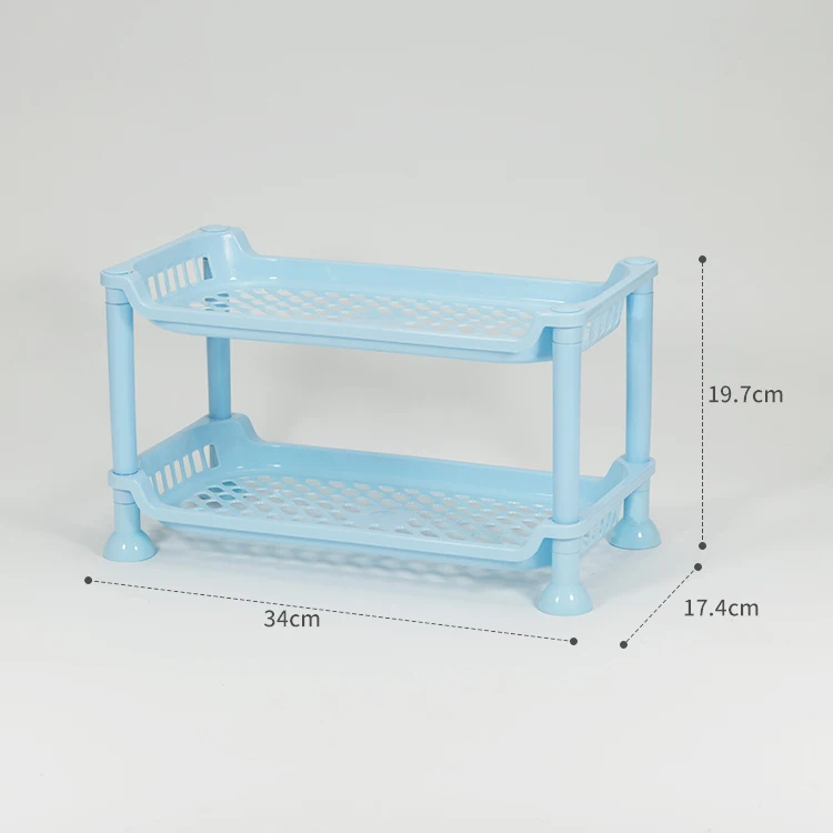 2-layers home room storage bathroom plastic rkitchen utility rack plastic for sale
