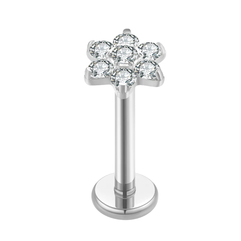 Серьги-гвоздики из титана G23 для губ с внутренней резьбой