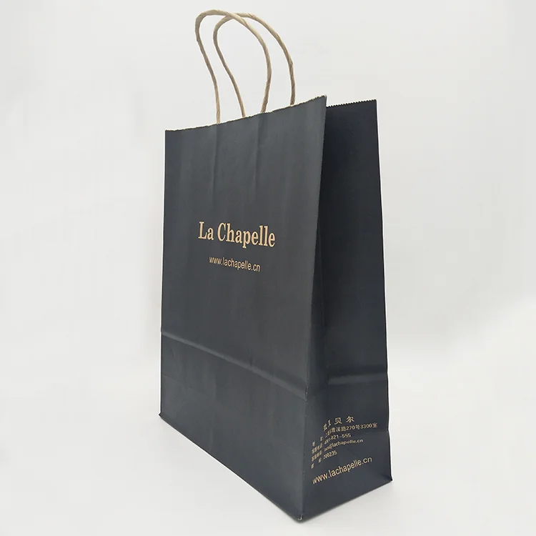 Custom Kraft Paper Packaging with Top Handles, Reusable Kraft Paper Bag for Takeaway Shopping Exhibition