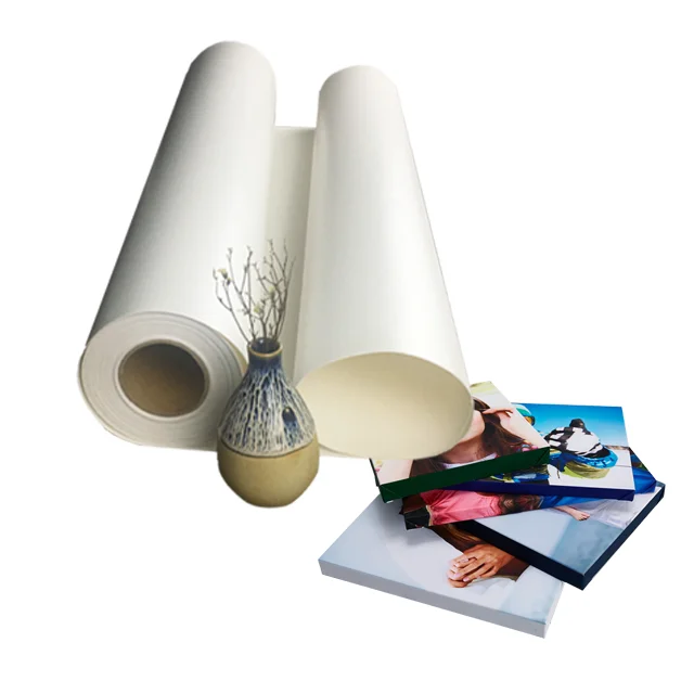Wholesale Blank White Waterproof 380gsm Glossy Inkjet Polyester Cotton Blank Canvas Roll