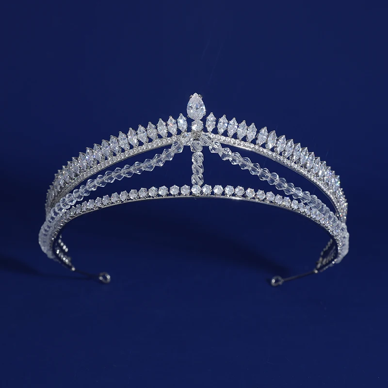 Luxury Zircon Diamond  Rhinestone Royal Hair Crown Accessories Vintage Prom Beauty Pageant Headband Bridal Tiara And Crown